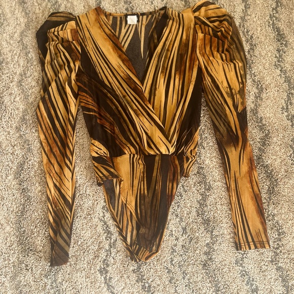 Stylish Brown and Tan Bodysuit - Picture 1 of 9